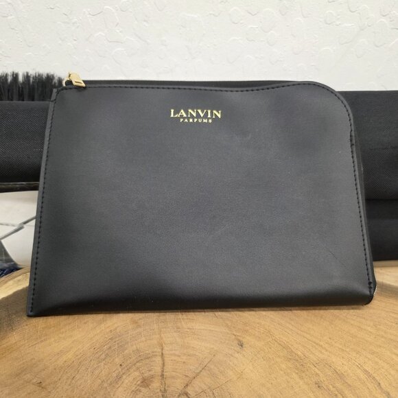 LANVIN Turkish Airlines Business Class Amenity Kit Black Zip Around - Picture 7 of 8